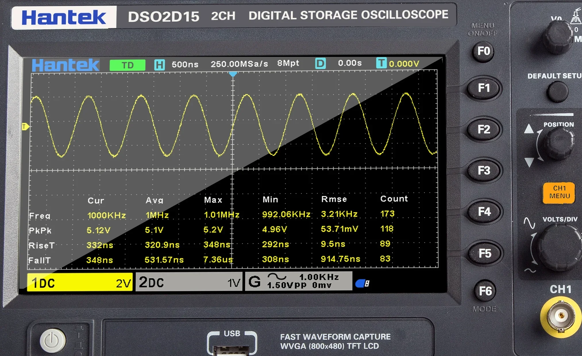 Digital Storage Oscilloscope 100Mhz - Osiloskop Penyimpanan Digital Dua Saluran Hantek