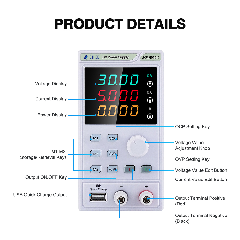 EJIKE DC Power Supply 300W Dap - Programmable Dc Power Supply 30V 10A ulasan dan harga